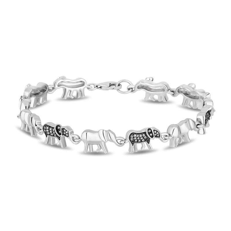 Disney Treasures The Lion King 0.23 CT. T.W. Diamond Elephants Bracelet in Sterling Silver - 7.5"|Peoples Jewellers