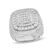 Men's 5.75 CT. T.W. Certified Lab-Created Diamond Cushion Frame Champion-Style Ring in 10K White Gold (F/SI2)