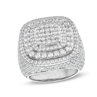 Men's 5.75 CT. T.W. Certified Lab-Created Diamond Cushion Frame Champion-Style Ring in 10K White Gold (F/SI2)