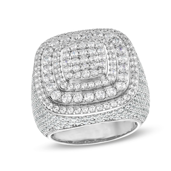 Men's 5.75 CT. T.W. Certified Lab-Created Diamond Cushion Frame Champion-Style Ring in 10K White Gold (F/SI2)