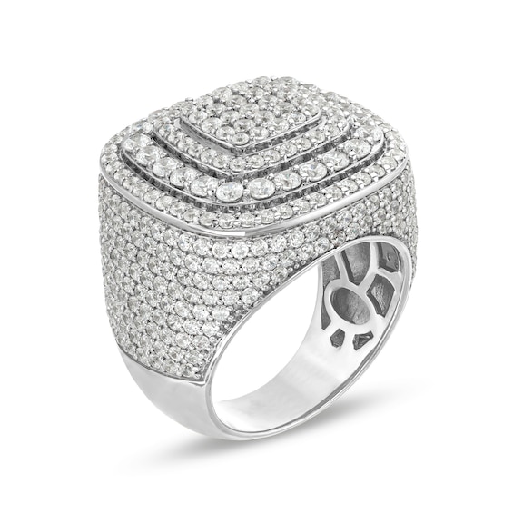 Men's 5.75 CT. T.W. Certified Lab-Created Diamond Cushion Frame Champion-Style Ring in 10K White Gold (F/SI2)