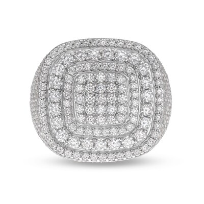 Men's 5.75 CT. T.W. Certified Lab-Created Diamond Cushion Frame Champion-Style Ring in 10K White Gold (F/SI2)