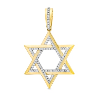 Men's 0.25 CT. T.W. Diamond Star of David Necklace Charm in 10K Gold