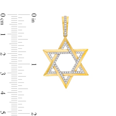 Men's 0.25 CT. T.W. Diamond Star of David Necklace Charm in 10K Gold