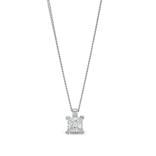 CT. Certified Princess-Cut Diamond Solitaire Pendant in 14K White Gold (J/I3