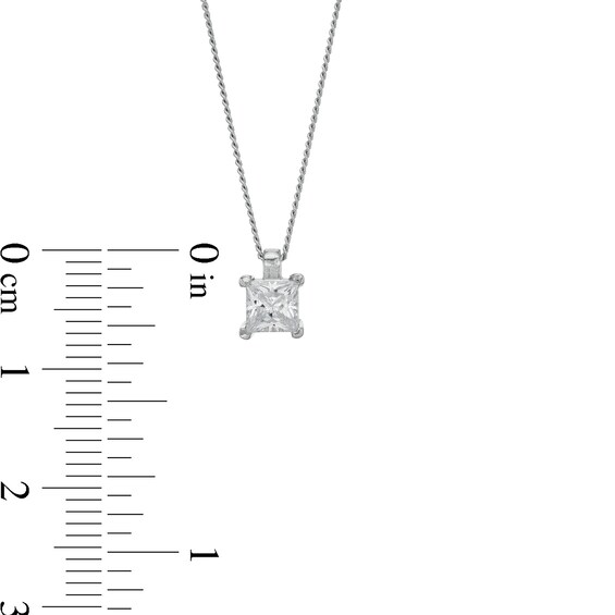 CT. Certified Princess-Cut Diamond Solitaire Pendant in 14K White Gold (J/I3