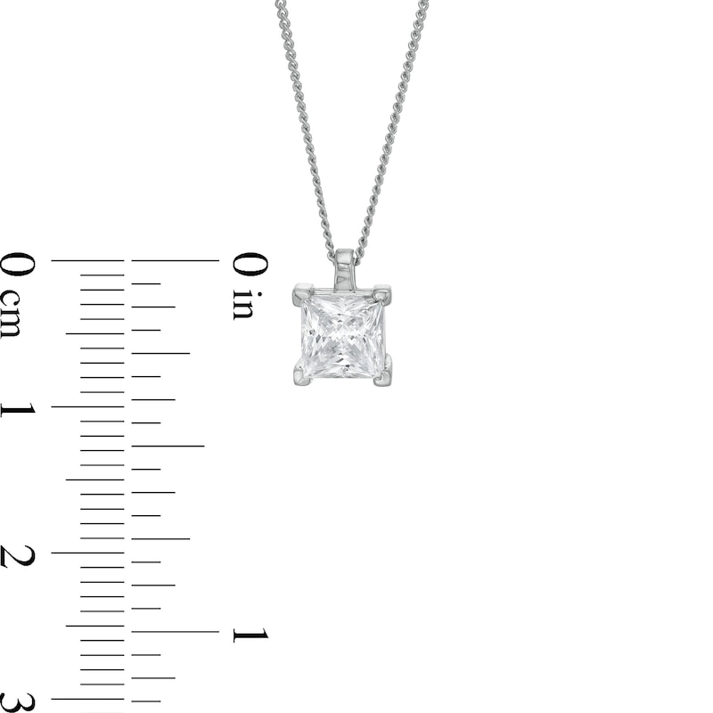 1.00 CT. Certified Princess-Cut Diamond Solitaire Pendant in 14K White Gold (J/I3)