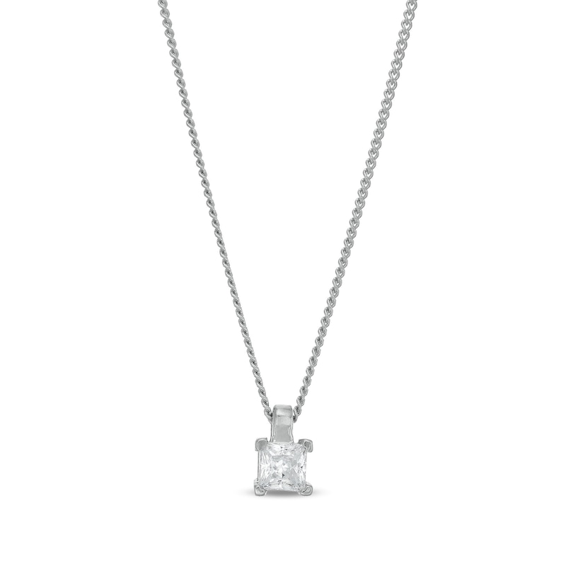 0.20 CT. Certified Princess-Cut Diamond Solitaire Pendant in 14K White Gold (J/I3)