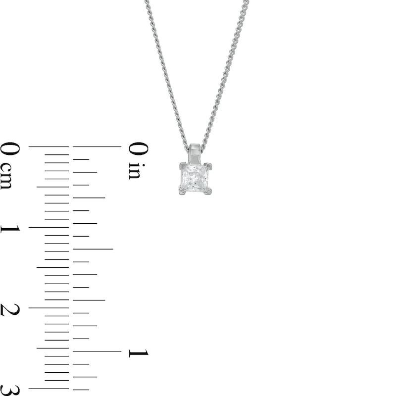 0.20 CT. Certified Princess-Cut Diamond Solitaire Pendant in 14K White Gold (J/I3)