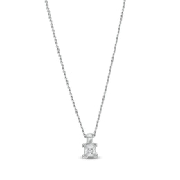 0.10 CT. Certified Princess-Cut Diamond Solitaire Pendant in 14K White Gold (J/I3)