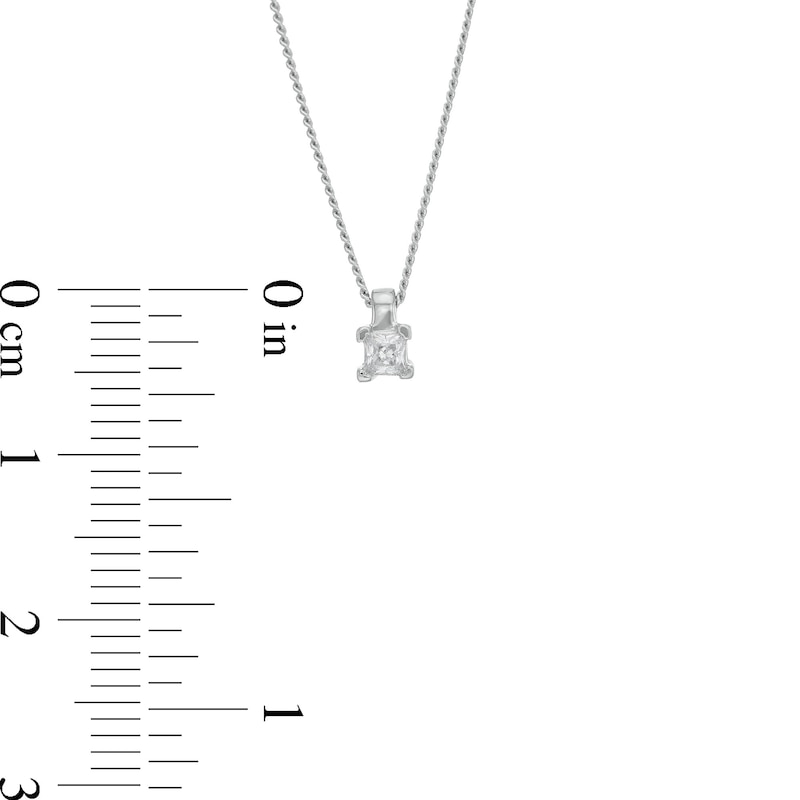 0.10 CT. Certified Princess-Cut Diamond Solitaire Pendant in 14K White Gold (J/I3)