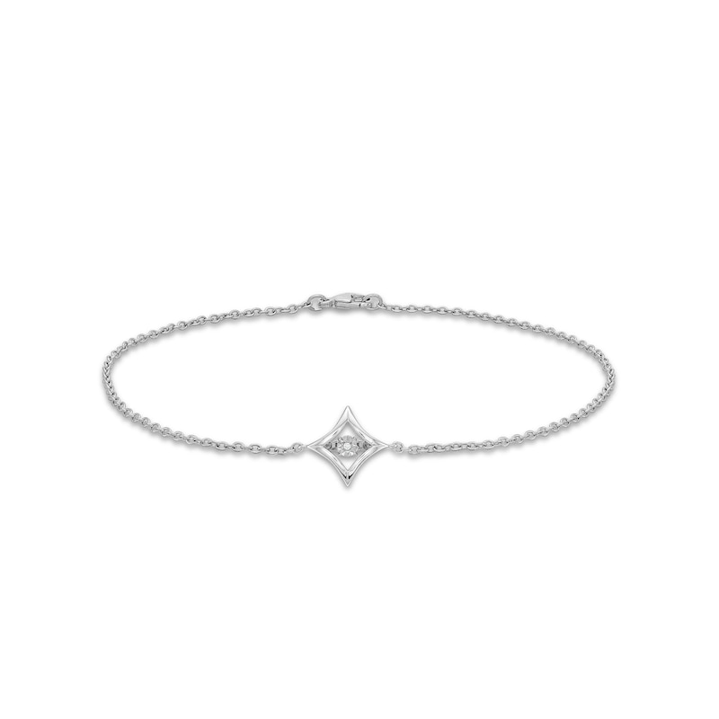 Unstoppable Love™ Diamond Accent Tilted Square Frame Anklet in Sterling Silver - 9.0"|Peoples Jewellers