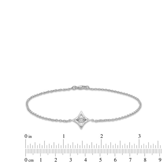 Unstoppable Love™ Diamond Accent Tilted Square Frame Anklet in Sterling Silver - 9.0"