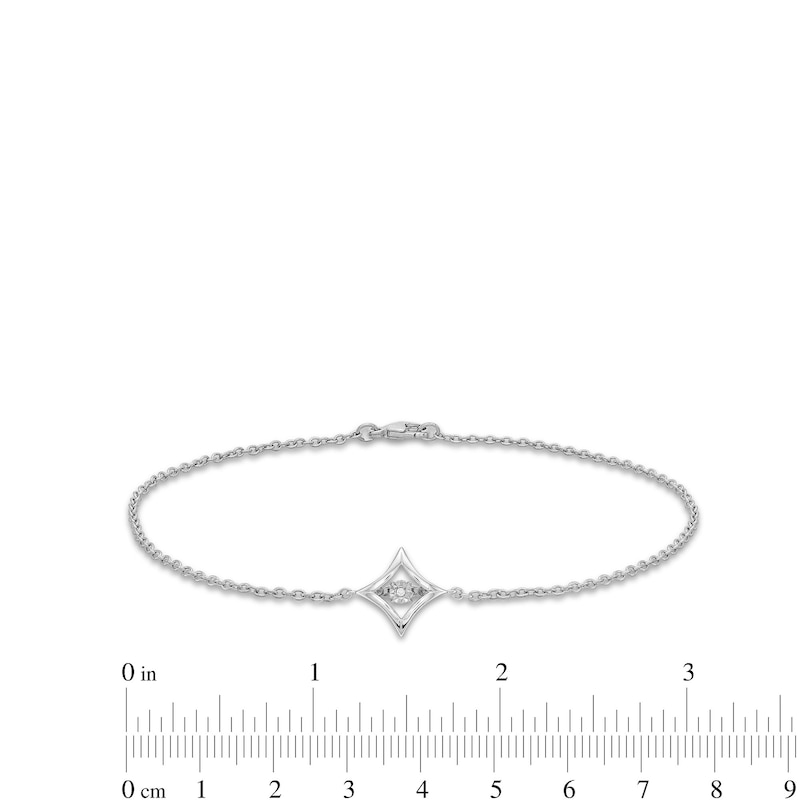 Unstoppable Love™ Diamond Accent Tilted Square Frame Anklet in Sterling Silver - 9.0"|Peoples Jewellers