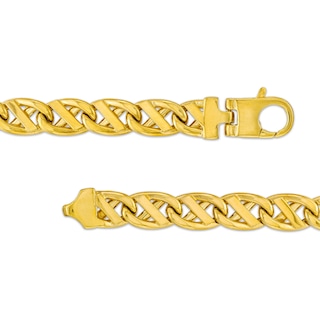 Men's 7.4mm Fancy Link Chain Bracelet in Solid 10K Gold - 8.5"