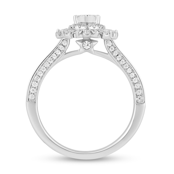 Enchanted Disney Wish 0.95 CT. T.W. Oval Diamond Frame Engagement Ring in 14K White Gold (I/I1)