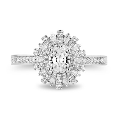 Enchanted Disney Wish 0.95 CT. T.W. Oval Diamond Frame Engagement Ring in 14K White Gold (I/I1)