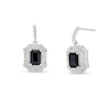Thumbnail Image 0 of Black Sapphire and White Lab-Created Sapphire Drop Earrings in Sterling Silver