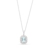 Thumbnail Image 0 of Emerald-Cut Aquamarine and White Lab-Created Sapphire Pendant in Sterling Silver
