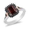 Enchanted Disney Villains Evil Queen Garnet and Diamond Heart-Sides Ring in Two-Tone Silver and 10K Rose Gold