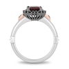 Enchanted Disney Villains Evil Queen Garnet and Diamond Heart-Sides Ring in Two-Tone Silver and 10K Rose Gold