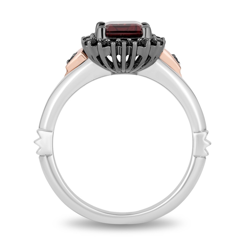 Enchanted Disney Villains Evil Queen Garnet and Diamond Heart-Sides Ring in Two-Tone Silver and 10K Rose Gold|Peoples Jewellers