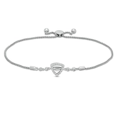 Unstoppable Love™ Diamond Accent Triangle Frame Bolo Bracelet in Sterling Silver - 9.5"