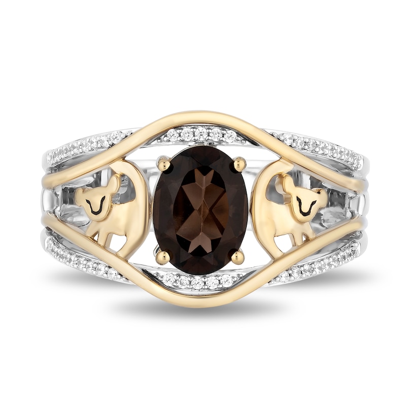 Disney Treasures The Lion King Smoky Quartz and 0.085 CT. T.W. Diamond Simba Symbol Ring in Sterling Silver and 10K Gold