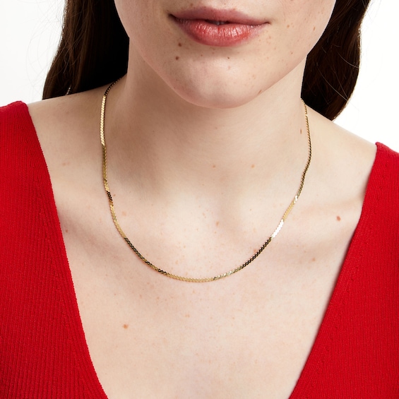 2.0mm Serpentine Chain Necklace in Solid 10K Gold - 18"