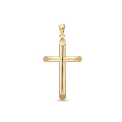 42.0mm Modern Cross Necklace Charm in Hollow 10K Gold