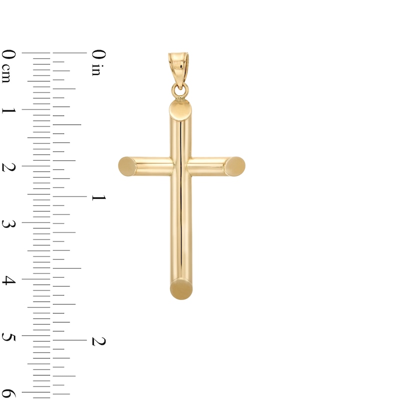 42.0mm Modern Cross Necklace Charm in Hollow 10K Gold