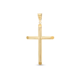 53.0mm Modern Cross Necklace Charm in Hollow 10K Gold