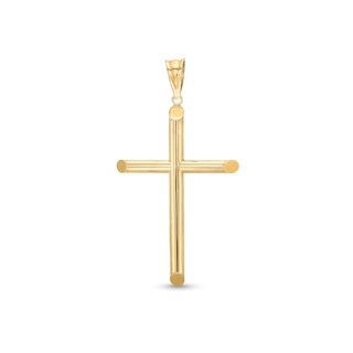 53.0mm Modern Cross Necklace Charm in Hollow 10K Gold