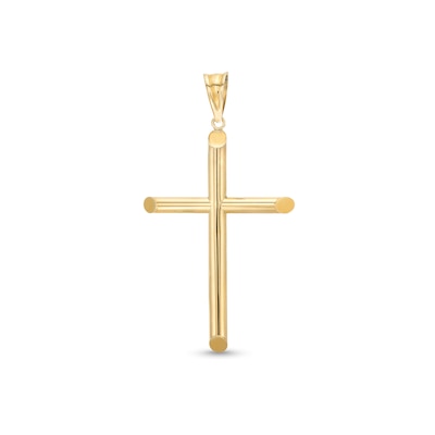 53.0mm Modern Cross Necklace Charm in Hollow 10K Gold