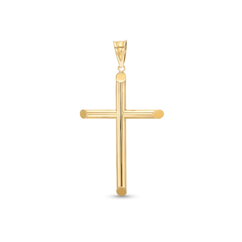 53.0mm Modern Cross Necklace Charm in Hollow 10K Gold | Peoples Jewellers