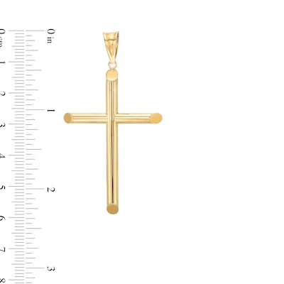 53.0mm Modern Cross Necklace Charm in Hollow 10K Gold