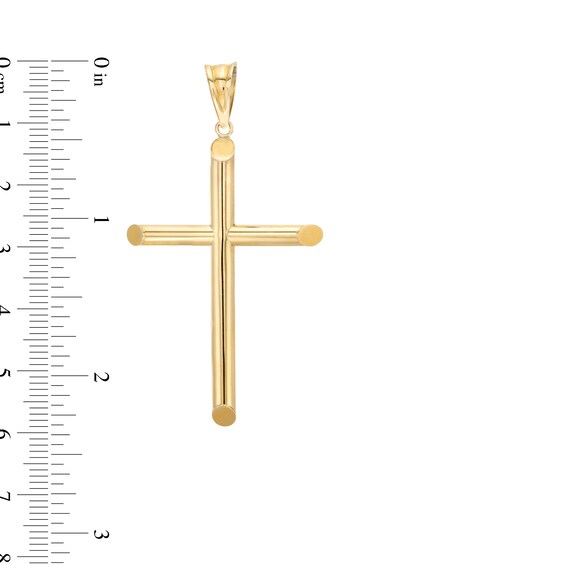 53.0mm Modern Cross Necklace Charm in Hollow 10K Gold