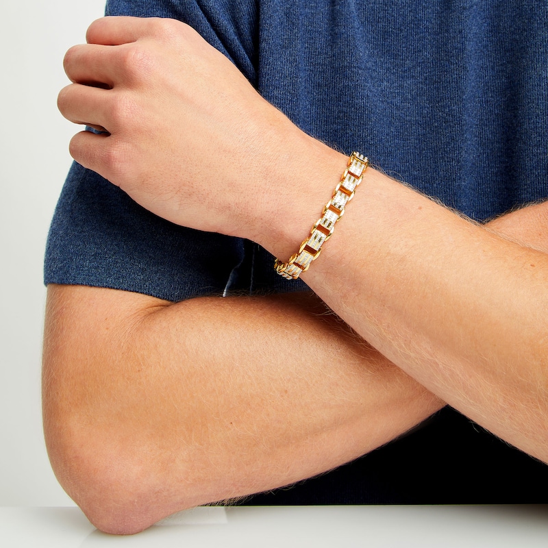 Men's 1.95 CT. T.W. Diamond Multi-Row Link Bracelet in 10K Gold - 8.5"|Peoples Jewellers
