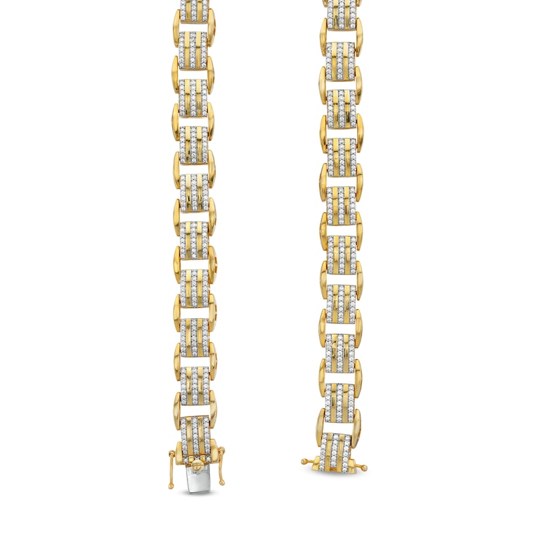 Men's 1.95 CT. T.W. Diamond Multi-Row Link Bracelet in 10K Gold - 8.5"|Peoples Jewellers