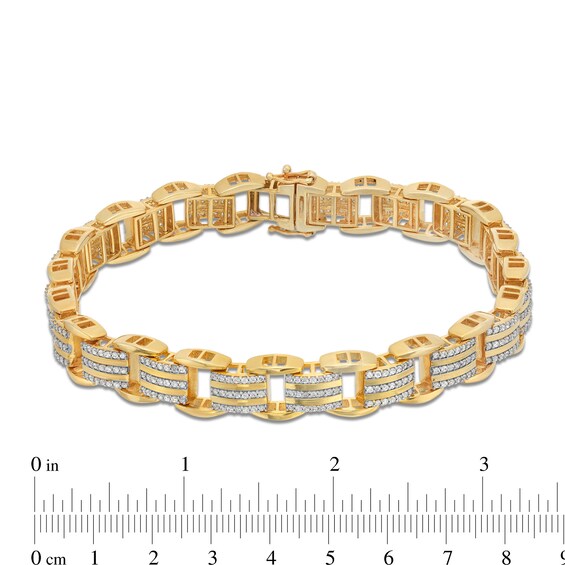 Men's 1.95 CT. T.W. Diamond Multi-Row Link Bracelet in 10K Gold - 8.5"