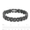 Men's Wrench Pattern Link Bracelet with Carbon Fibre Inlay in Stainless Steel with Black Ion-Plate - 8.75"