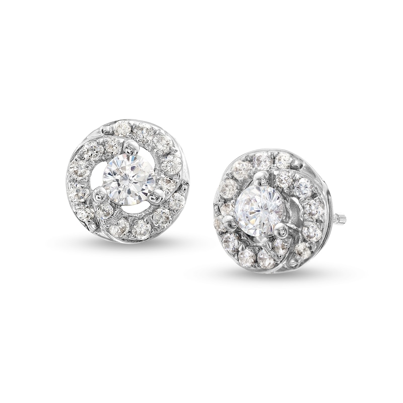 0.40 CT. T.W. Diamond Swirl Frame Stud Earrings in 10K White Gold|Peoples Jewellers