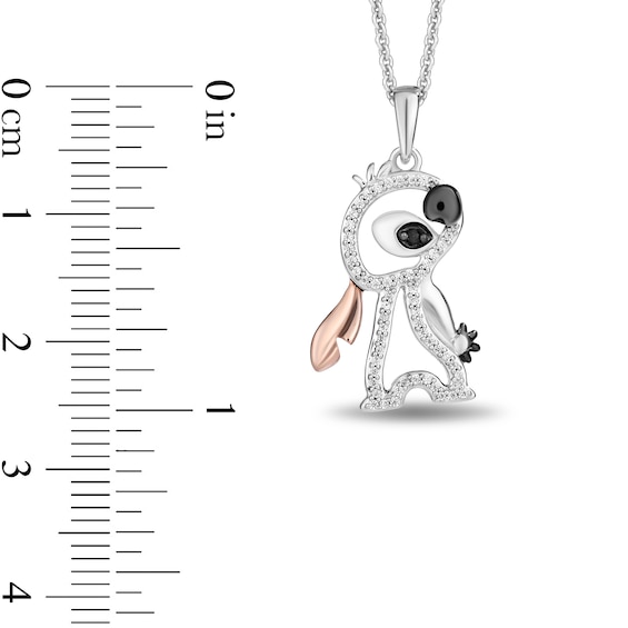 Disney Treasures Lilo and Stitch 0.13 CT. T.W. Stitch Pendant in Sterling Silver and 10K Rose Gold