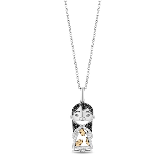 Disney Treasures Lilo & Stitch 0.14 CT. T.W. Black and White Diamond "Lilo" Pendant in Sterling Silver and 10K Gold