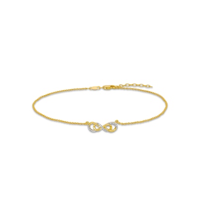 0.05 CT. T.W. Diamond Sideways Infinity Symbol Anklet in 10K Gold - 10"