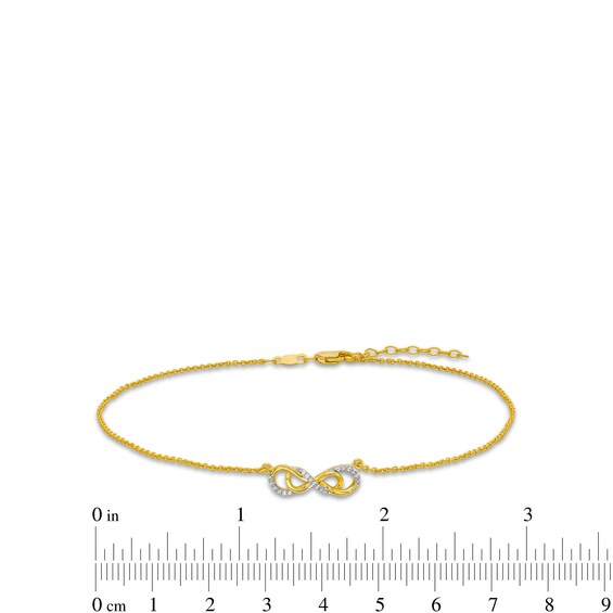 0.05 CT. T.W. Diamond Sideways Infinity Symbol Anklet in 10K Gold - 10"