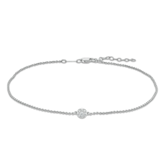 0.08 CT. T.W. Diamond Frame Anklet in Sterling Silver