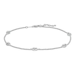 0.08 CT. T.W. Pear-Shaped Multi-Diamond Teardrop Station Anklet in Sterling Silver