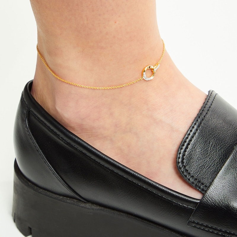 Diamond Accent Circle Anklet in 10K Gold|Peoples Jewellers