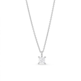Trouvaille Collection 0.30 CT. DeBeers®-Graded Princess-Cut Diamond Solitaire Pendant in 14K White Gold (F/I1)